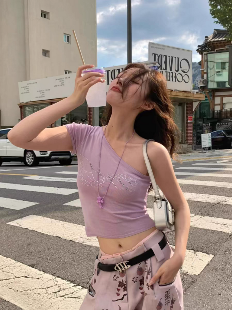 LILAC DREAM ONE-SHOULDER TOP