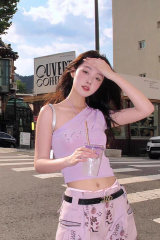 LILAC DREAM ONE-SHOULDER TOP