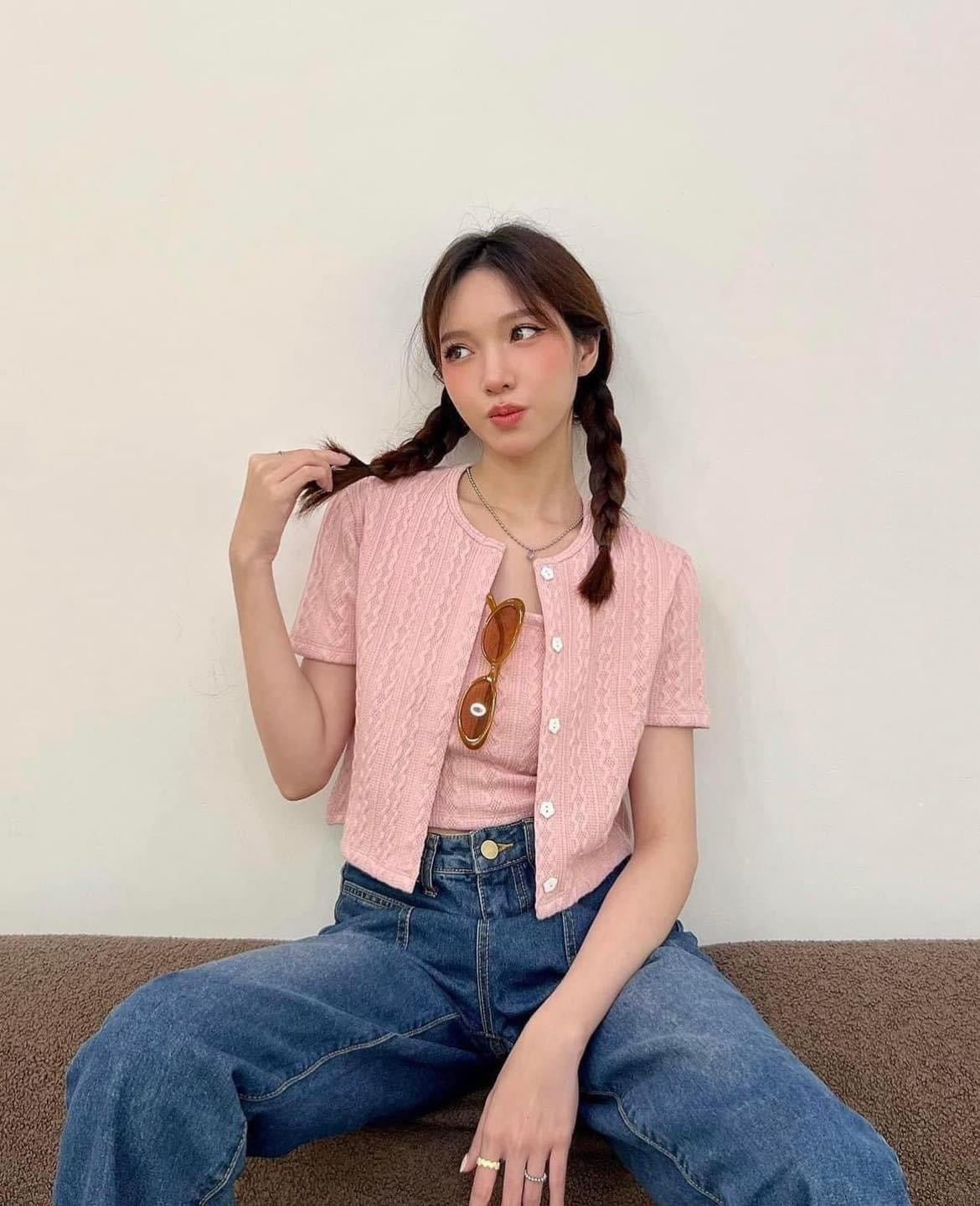 SOLID BUTTON CROP TANK TOP & SHORT SLEEVE TOP LAVIE SET