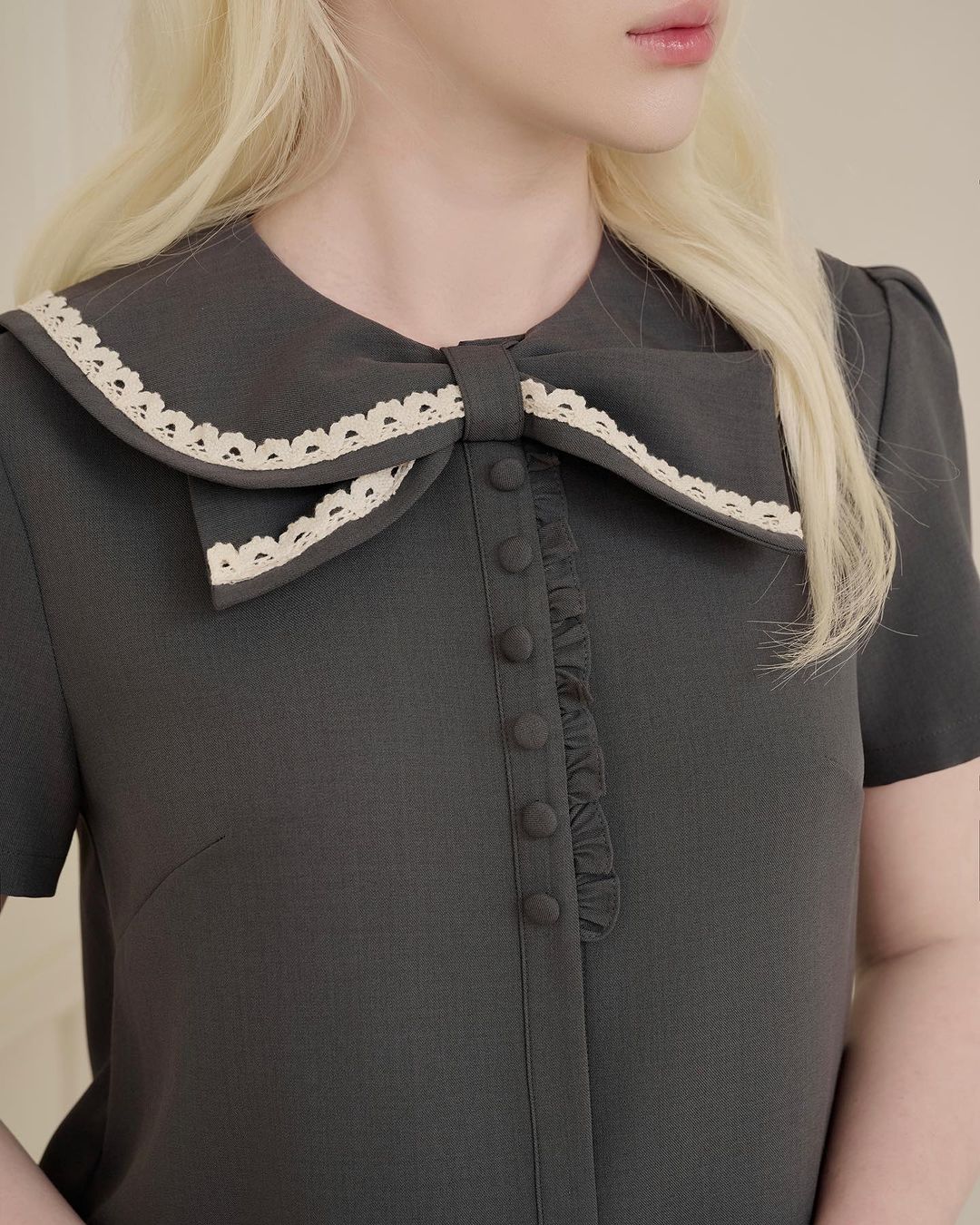 COLLAR LACE SHORT SLEEVE MINI CHARLIE SET
