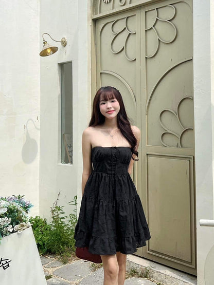 WOVEN STRAPLESS FLORAL TUBE MINI CIPI DRESS
