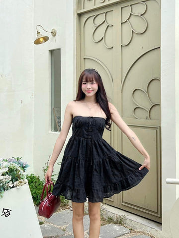 WOVEN STRAPLESS FLORAL TUBE MINI CIPI DRESS