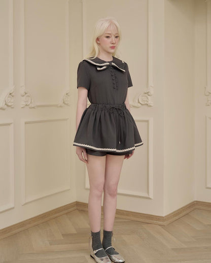 COLLAR LACE SHORT SLEEVE MINI CHARLIE SET