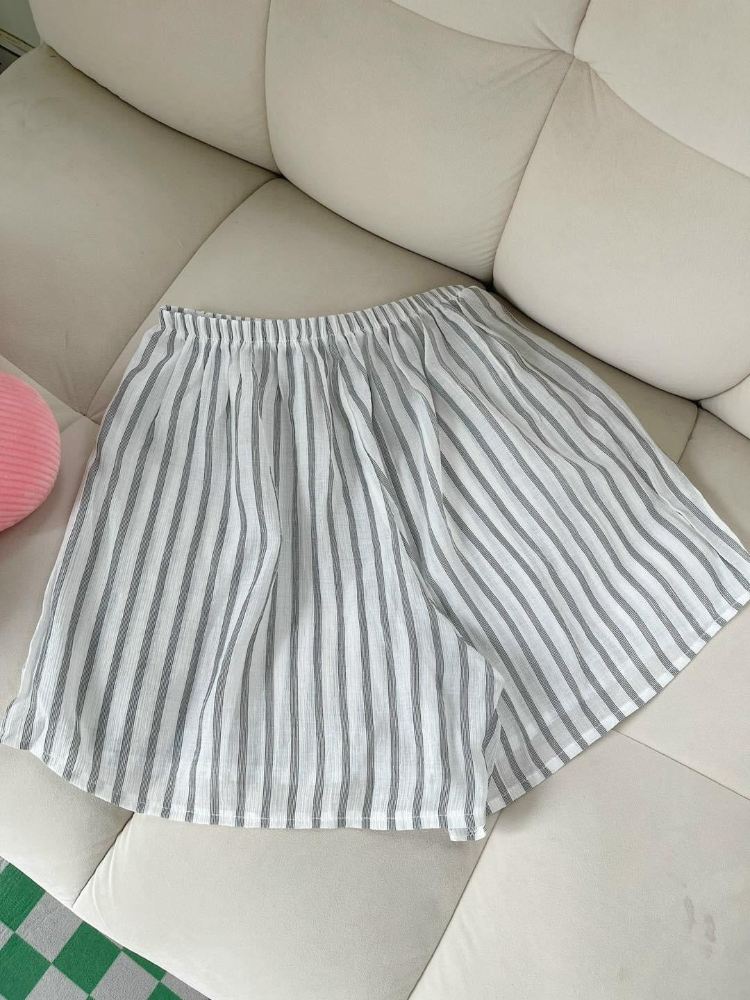 OFF-SHOULDER BOWKNOT STRIPE SARAH SET